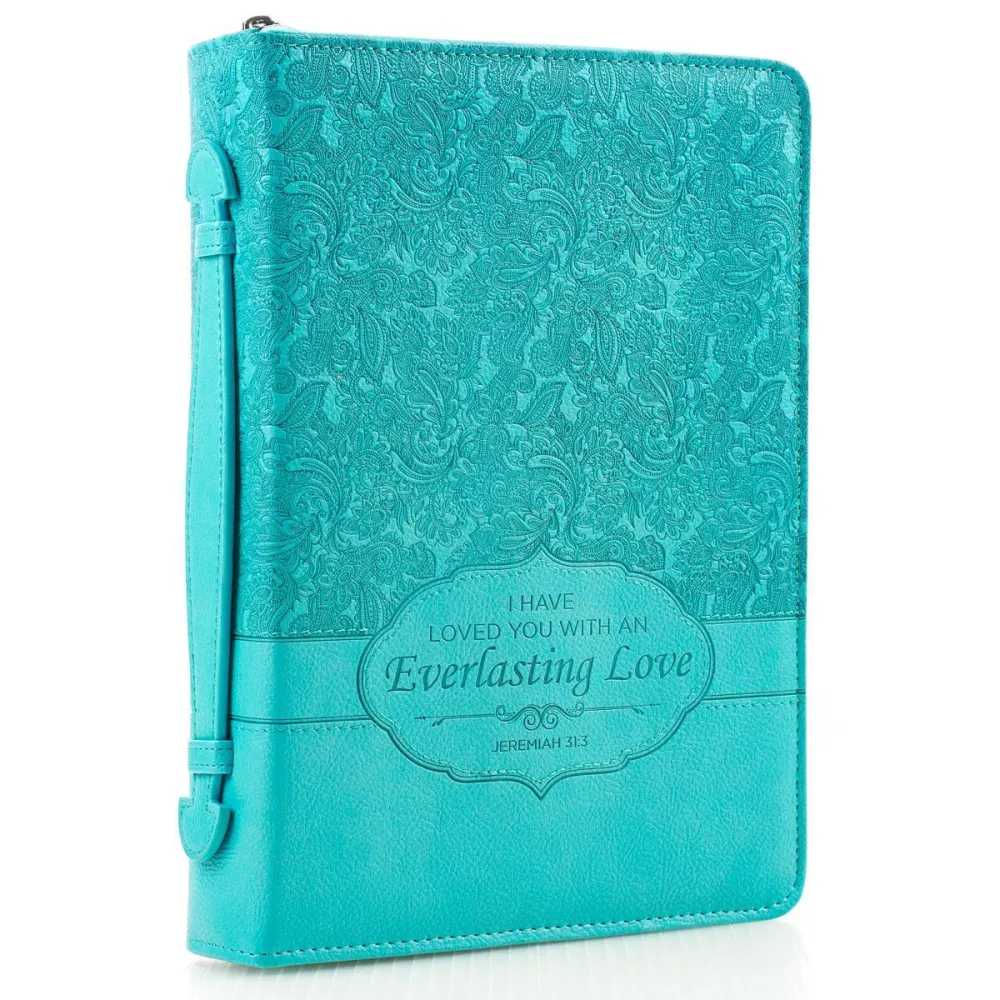Pochette Bible, Taille L, "I have loved you […]" - Jer 31.3 "Everlasting Love", turquoise,...