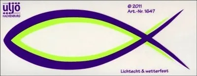 AUTOCOLLANT ICHTHUS FLUO 13 CM VIOLET / VERT FLUO