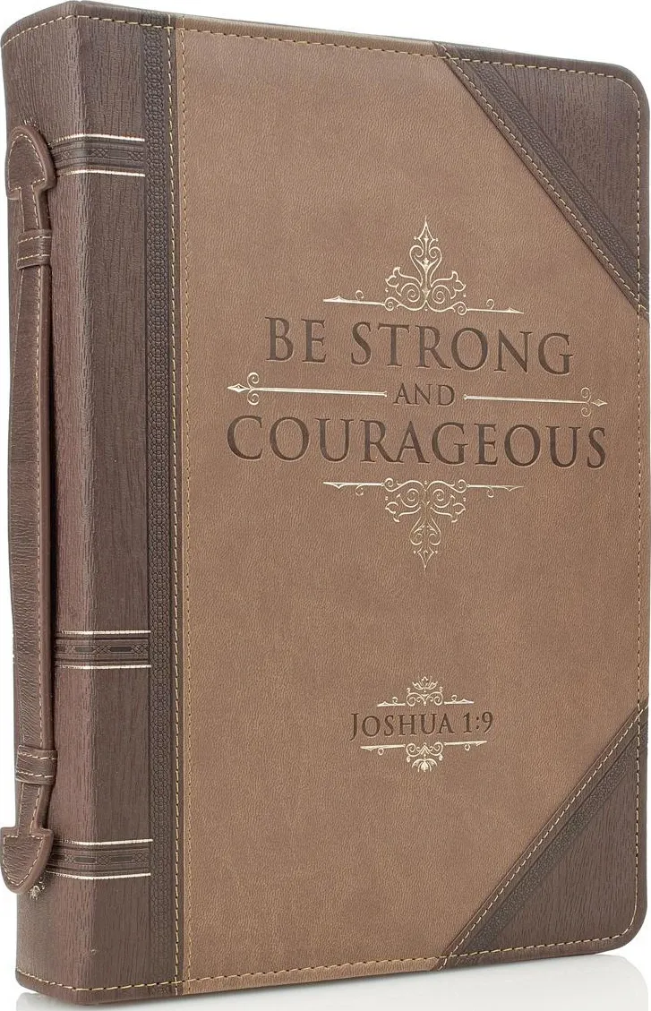 LISEUSE SIMILICUIR BRUN "BE STRONG AND COURAGEOUS"-GRAND FORMAT