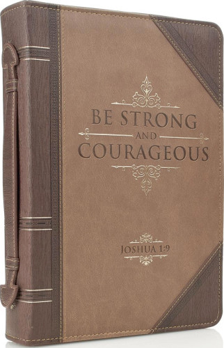 LISEUSE SIMILICUIR BRUN "BE STRONG AND COURAGEOUS"-GRAND FORMAT