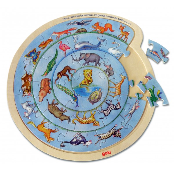 HOLZPUZZLE TIERE - RUND 27 TEILE 30.7 CM