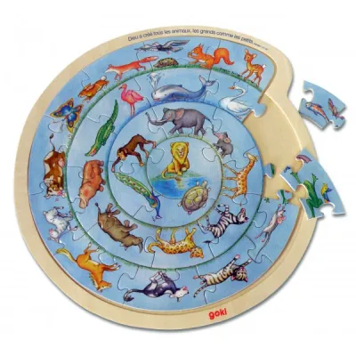 HOLZPUZZLE TIERE - RUND 27 TEILE 30.7 CM