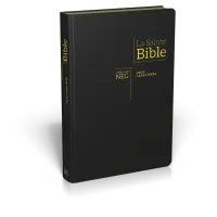 Bible Segond NEG, gros caractères, noire - Couverture souple, fibrocuir, tranche or, avec onglets
