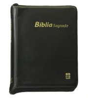 Portugais, Bible ARC, en vinyl noir, avec fermeture éclair - Almeida Revista e Corrigida