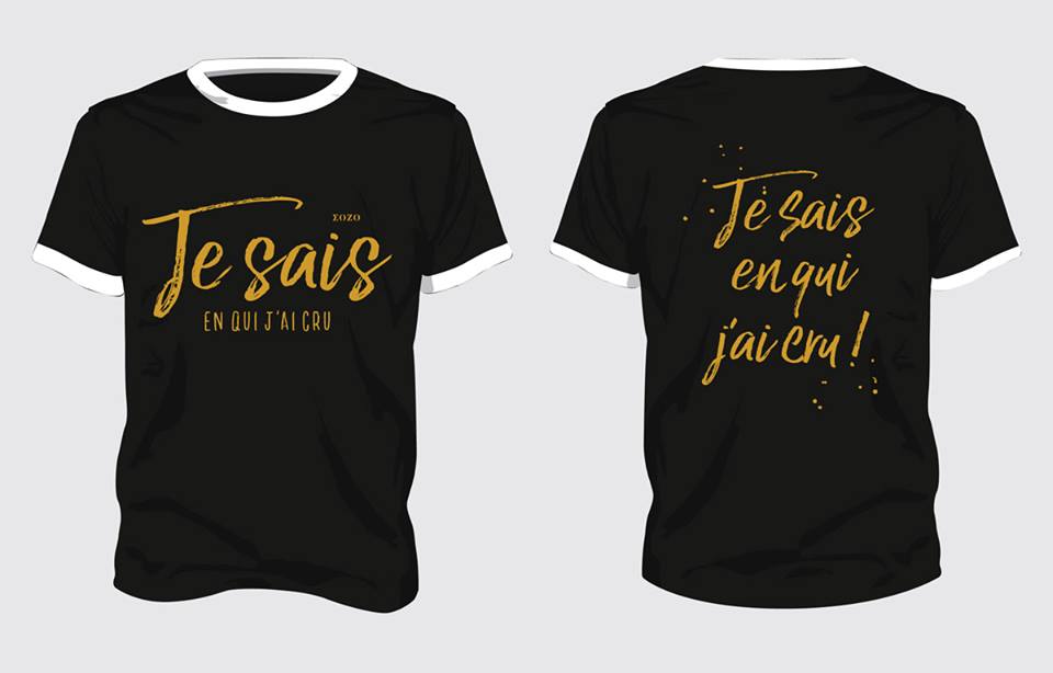 Je sais en qui j'ai cru 2 faces - T-Shirt noir col blanc