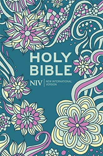 Anglais, Bible NIV, pocket, couverture fleurs, turquoise