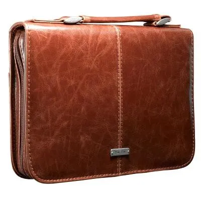 Pochette Bible, Taille M, Plaque "Faith", Brune, Similicuir