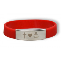 Bracelet silicone et métal - Foi, amour et espoir - Diverses couleurs