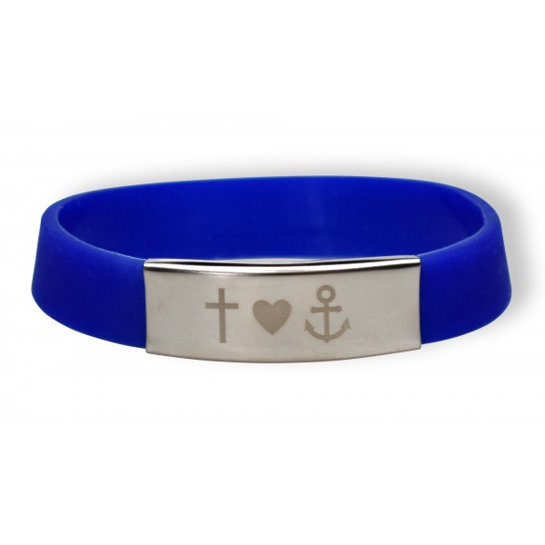 Bracelet silicone et métal - Foi, amour et espoir - Diverses couleurs