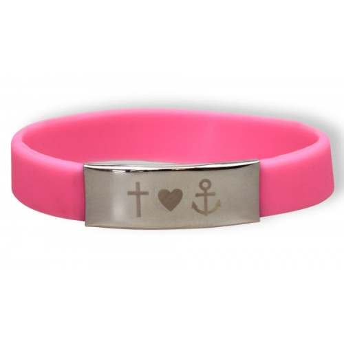 Bracelet silicone et métal - Foi, amour et espoir - Diverses couleurs