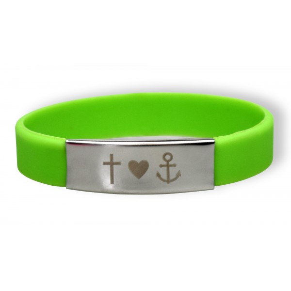 Bracelet silicone et métal - Foi, amour et espoir - Diverses couleurs