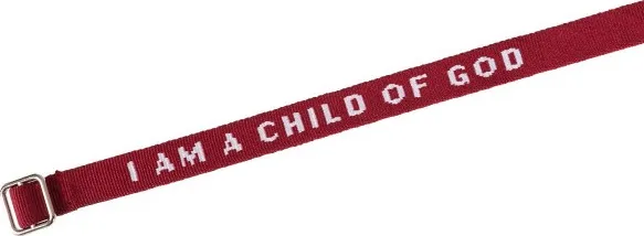 Bracelet tissé « I am a child of God » bordeaux
