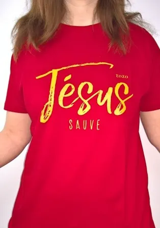 Jésus sauve + Il n'y a de salut - T-Shirt rouge tango