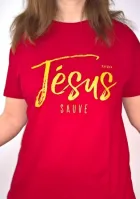 Jésus sauve + Il n'y a de salut - T-Shirt rouge tango