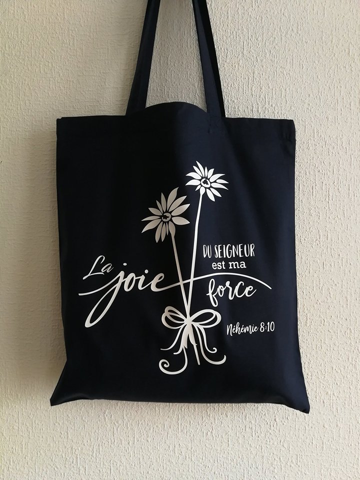 Tote bag "La joie du Seigneur […]" Néhémie 8:10 - diverses couleurs