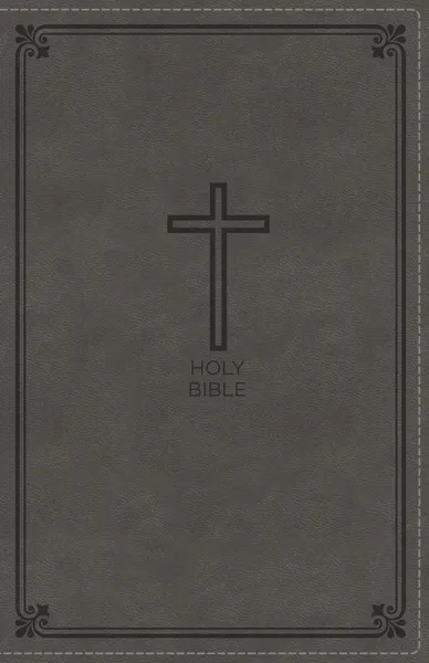Anglais, Bible NKJV, deluxe Gift Bible - gros caractères, vivella, gris/taupe avec croix, tranche...