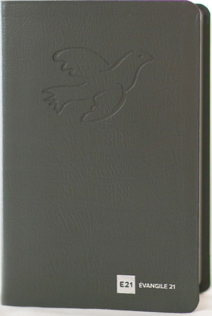 Bible Colombe interfoliée cuir gris, tranche argent, avec étui