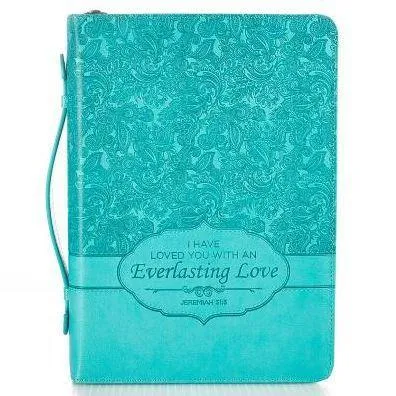 Pochette Bible, Taille M, "I have loved you […]" - Jer 31.3 "Everlasting Love", turquoise,...