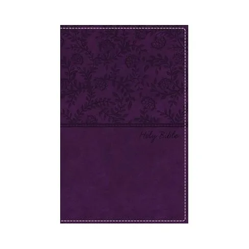 Anglais, Bible, NKJV, gros caractères, vivella, violette avec feuillages, tranche argentée