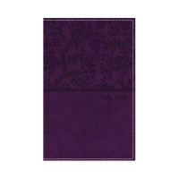 Anglais, Bible, NKJV, gros caractères, vivella, violette avec feuillages, tranche argentée