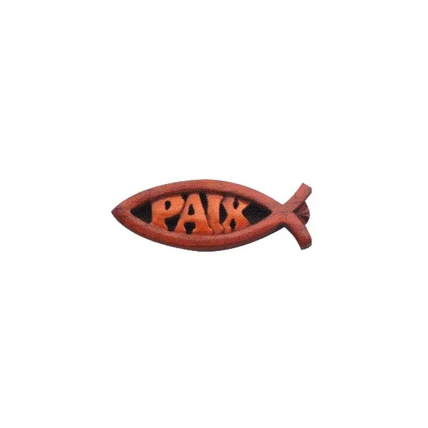 Poisson magnet en bois d'acajou - Paix