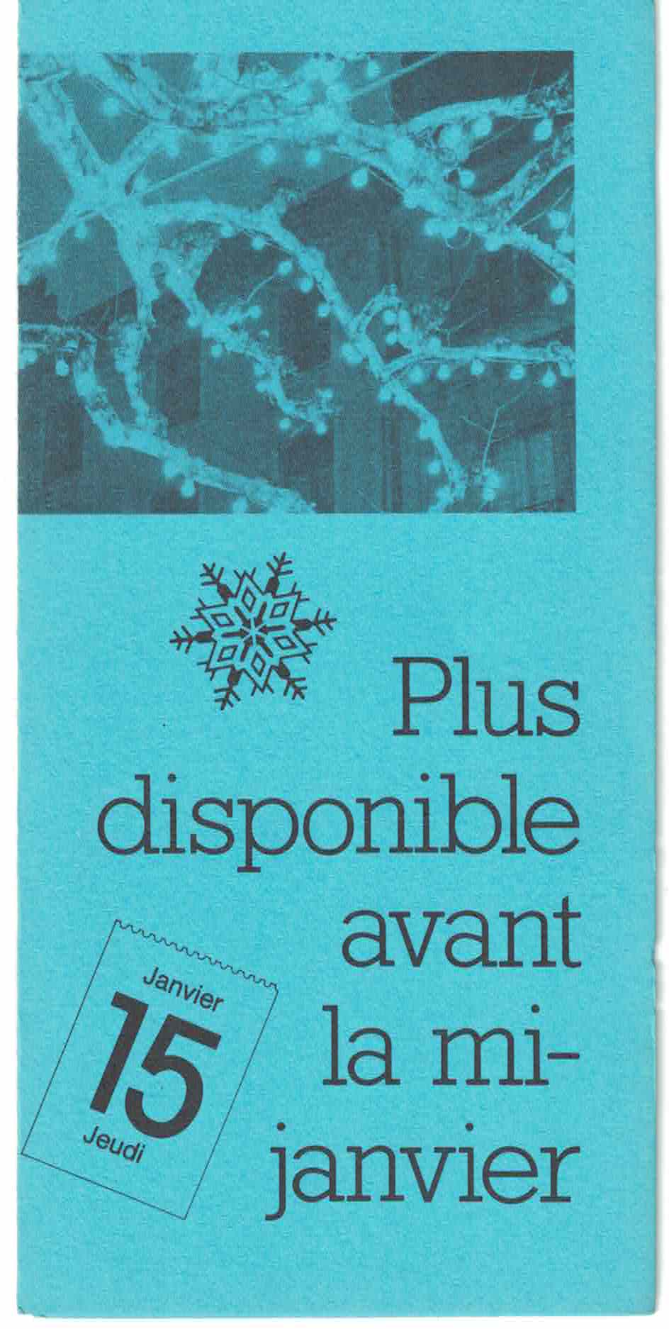 Plus disponible avant la mi-janvier