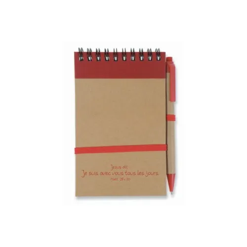 BLOC NOTES BRUN / ROUGE ET SON STYLO