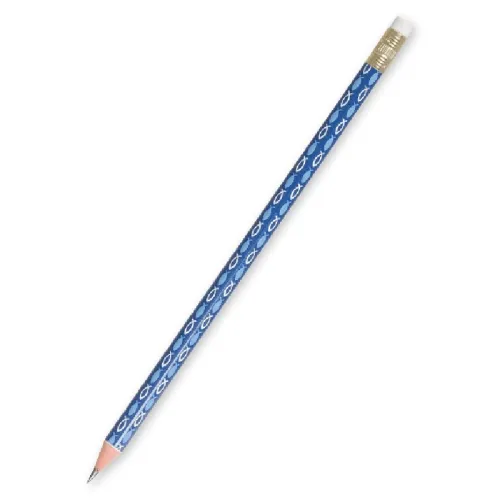 CRAYON DE PAPIER ICHTUS BLANC SUR FOND BLEU FONCE