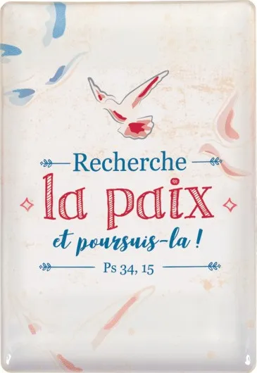 Magnet Mot d'ordre 2019 « Recherche la paix […] » Ps 34.15 - avec motif colombe