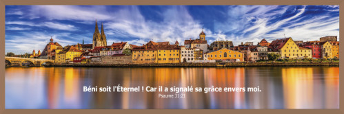 Cadre bois « Béni soit l'Éternel […] » Psaume 31.21 - 22x66 cm