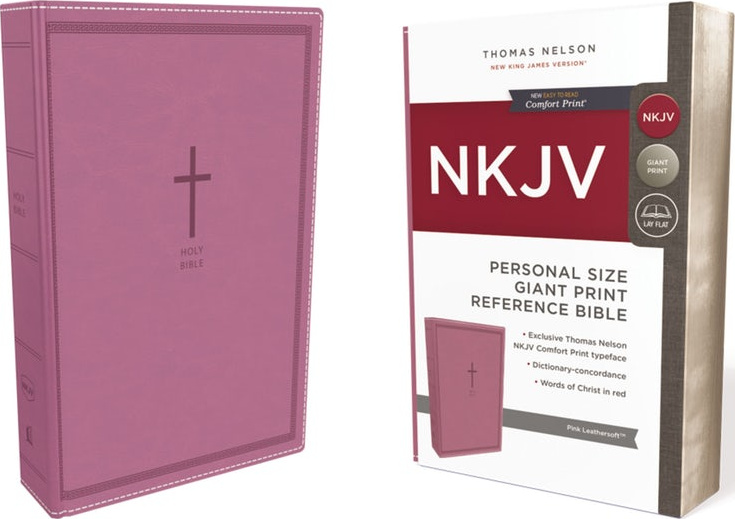 Englisch, NKJV, Grossdruckbibel, Softcover rosa, Jesus Worte in Rot
