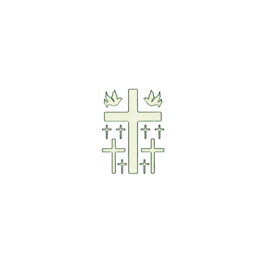 PLANCHE DE 11 AUTOCOLLANTS POUR LETTRES - (ICHTHUS, JESUS, CROIX)