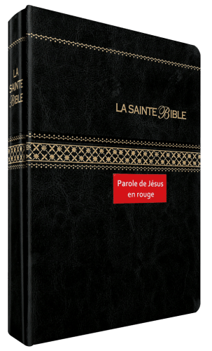 Bible Segond 1910, gros caractères, noire - couverture souple, tranche or avec onglets, paroles...