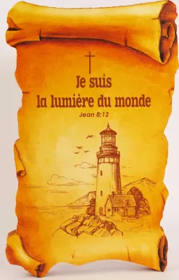 Cadre parchemin "Je suis la lumière du monde" - vertical