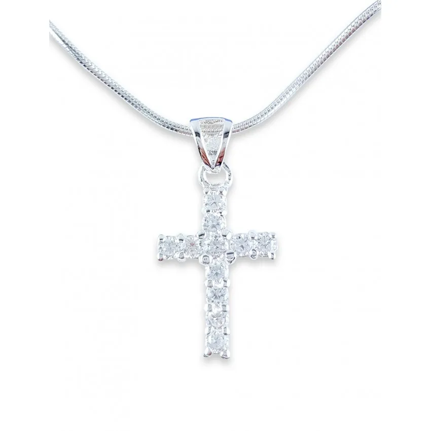 Pendentif croix - argent et zirconium