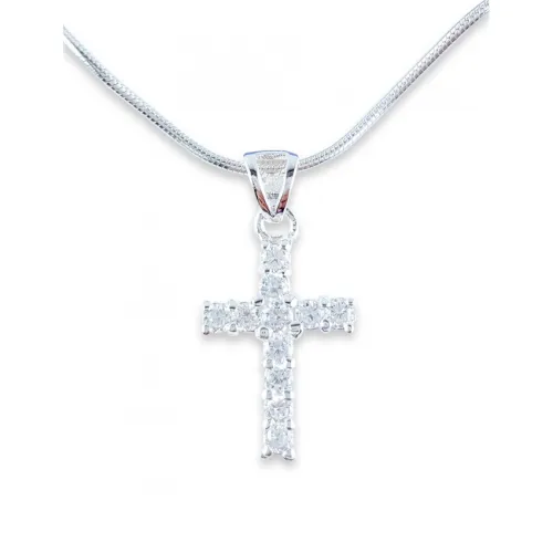 Pendentif croix - argent et zirconium