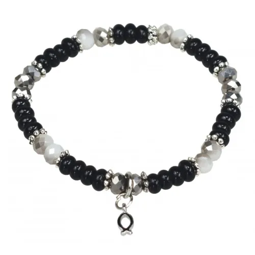 Bracelet de perles Ichtus noir