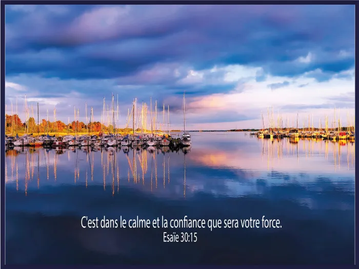 Cadre bois «C'est dans le calme […]» Ésaïe 30.15, 40 x 30 cm