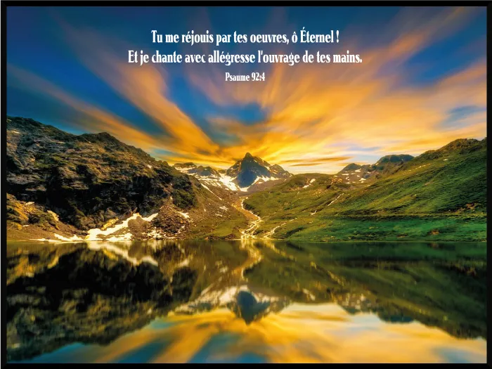 Cadre bois «Tu me réjouis […]» Psaume 92.4, 40 x 30 cm