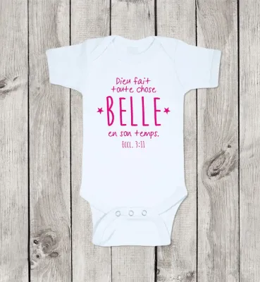 Body 100 % coton - 3/6 mois "Belle"