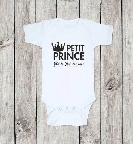 Body 100 % coton - 12/18 mois "Petit Prince fils du Roi des rois" garçon