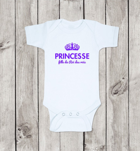 Body 100 % coton - 12/18 mois "Princesse fille du Roi des rois" fille