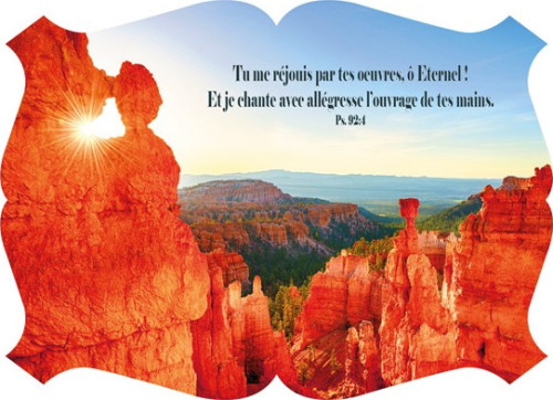 Cadre bois «Moi jai confiance en ta bonté […]» Psaume 13.6 , écusson horizontal