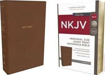 NKJV, Reference Bible, Personal Size, Giant Print - Leathersoft, Tan, Red Letter Edition, Comfort...