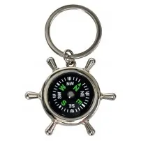 Porte-clés gouvernail en métal avec boussole