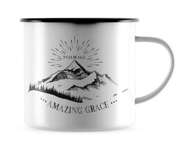 Tasse aus emaillierten Stahl, s/w Amazing Grace - Robust