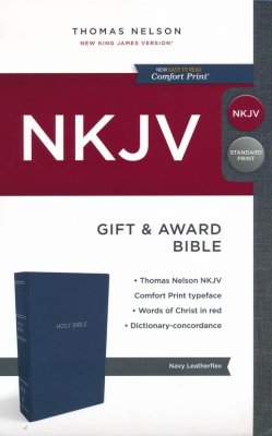 Anglais, Bible NKJV, Gift & Award - similicuir, bleu-marine