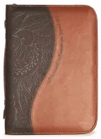 Pochette Bible cuir marron deux tons 'Call to me […]' - Jeremiah 33.3