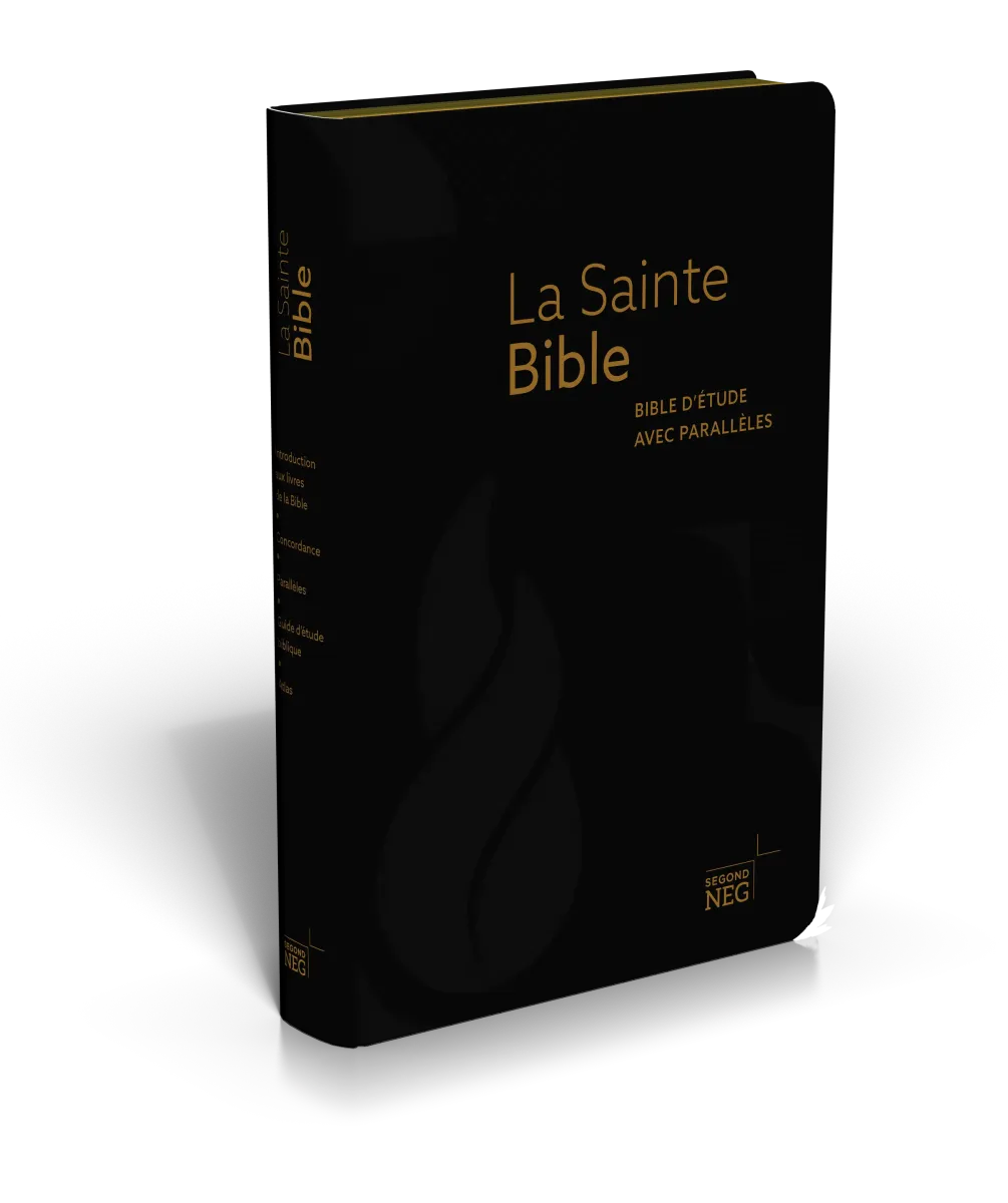 Bible d'étude NEG à parallèles, noire - couverture souple, fibrocuir, tranche or, onglets
