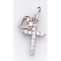 Pendentif Croix et Cœur - Argent et Zirkonium
